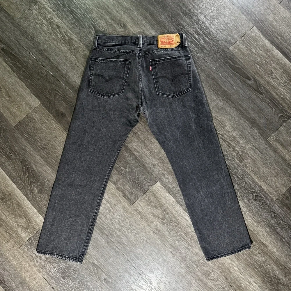 Vintage Black Levi 501 Button Fly Jeans Size 32x28 Faded Distressed